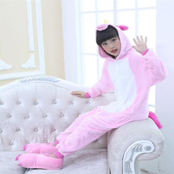 Barn Pojke Flicka Unicorn One Piece Sovkläder Jumpsuit Pyjamas Fleece Pjs Xmas Present pink