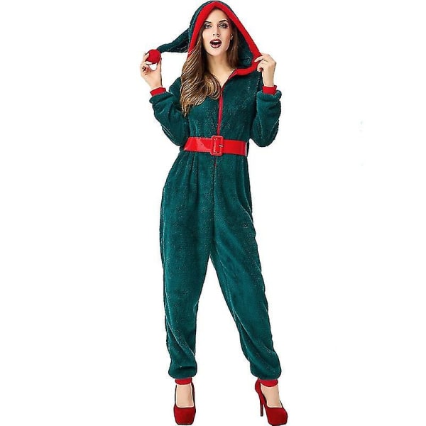 Aikuisten joulupukki joulupukkiasu tytöille naisille hupullinen Onesie pyjama haalari fantasia jouluasu adult 1 L