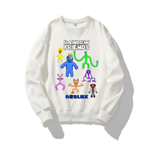 Roblox Rainbow Friends Pullover Lämmin paita Rainbow Friends Painettu vaatteet Lapset Pullover Valkoinen V 100cm