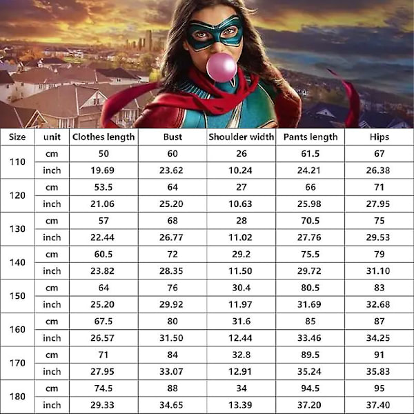 Ms. Marvel Cosplay TV Superhjälte Ms. Marvel Captain Marvel 160 V 130