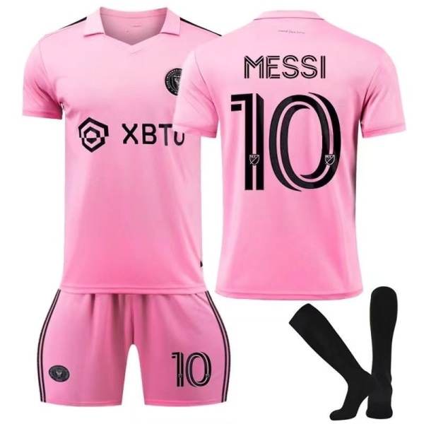 Messi NO.10 Miami International hjemmefotballtrøye rosa fotballdrakt voksensett barn sett VTY XL(180-185cm)