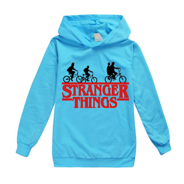 Stranger Things Barn Gutter Print Hettegenser Jumper Sweatshirt k Light Blue 150cm