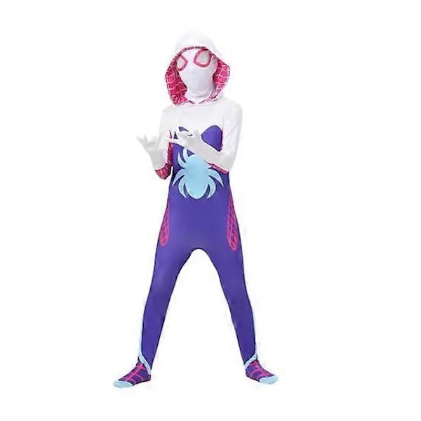 Spindelmannen Kostym Vuxen Barn Gwen Stacy Spider Cosplay Superhjälte Bodysuit Jumpsuit Kvinnor ILX 130 cm