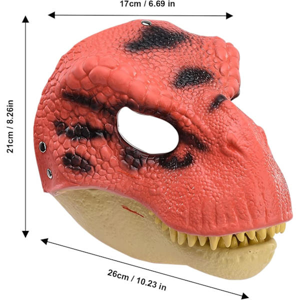 BestAlice Dino Maske Bevægelig Kæbe, Dinosaur Maske Hovedbeklædning, Jurassic Bevægelig Dinosaur Hoved Legetøj Velociraptor Maske Halloween Orange 23 x 15 x 13 cm/9 x 5 x 6 inch