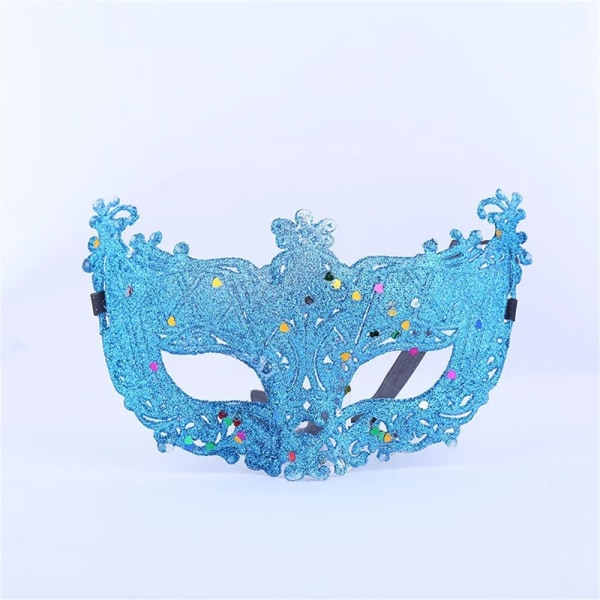 Snygg lyxig venetiansk maskeradmask för kvinnor, flickor Sexig Fox Eye-mask för utklädnad Jul Halloweenfest Blue