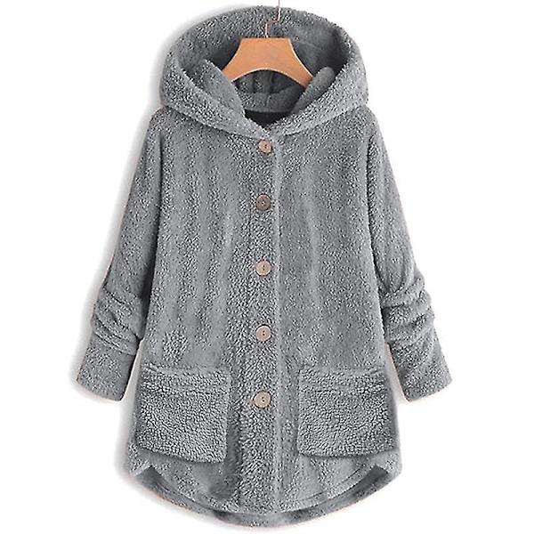 Naisten Teddy-karhutakki hupulla Solid V Gray 4XL