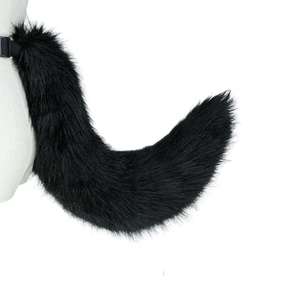 Flexible Faux Fur Cat Costume Tail Cosplay Halloween Christmas Party Costumes V Black