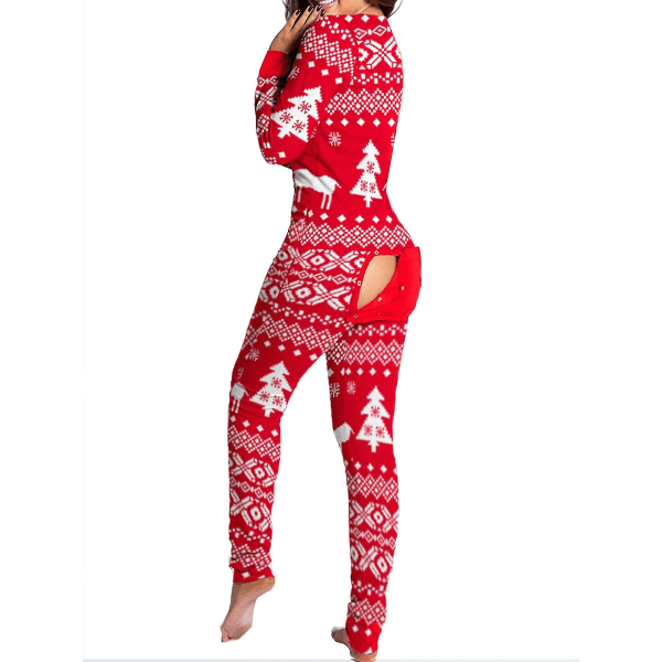 Kvinde Dyre Pyjamas Onesie Jul Bodysuit Jumpsuit Langærmet Natkjole W Christmas Tree L