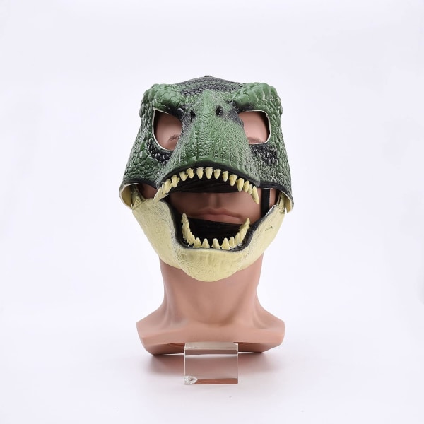 BestAlice Dino Maske Bevægelig Kæbe, Dinosaur Maske Hovedbeklædning, Jurassic Bevægelig Dinosaur Hoved Legetøj Velociraptor Maske Halloween Green 23 x 15 x 13 cm/9 x 5 x 6 inch