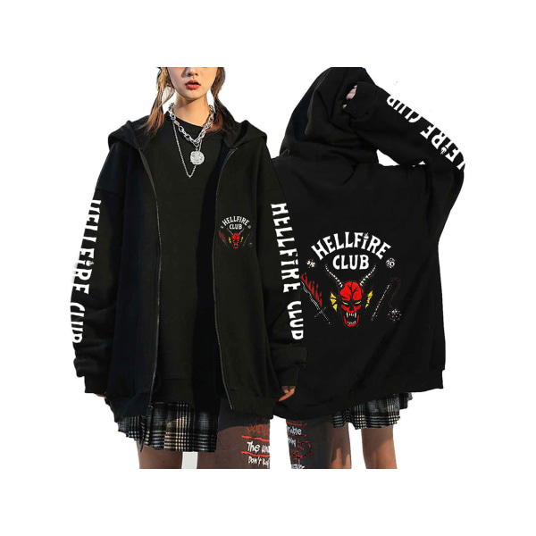 Stranger Things Hellfire Club långärmad hoodiejacka för unisex W 2XL