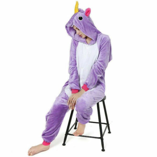 Eläinpyjama Kigurumi Yöasu Kostyymit Aikuisen Jumpsuit Asuste - #2 Purple Pegasus adult M