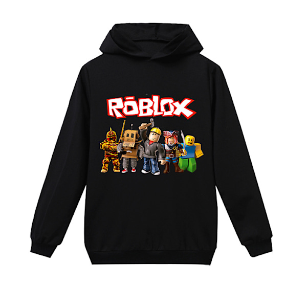 Roblox Hoodie för Barn Ytterkläder Tröja Svart black V . black 130 cm