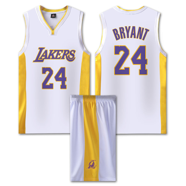 #24 Kobe Bryant Baskettröja Set Lakers Uniform för Barn Vuxna - Vit 5XL (185-190CM)
