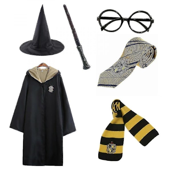 Harry Potter 6-osainen Taikuri Noita Fantasiapuku Viitta Vaate_keltainen V. yellow 115cm (3-4 years)