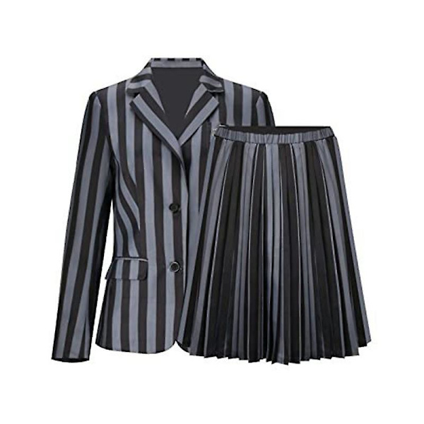 Onsdag Addams Cosplay set Nevermore Academy School Uniform Halloween Carnival Party Kostym för vuxna barn Without wig Child M