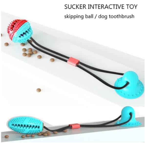 Multifunktionell hund katt säker elastisk rengöring tänder boll Model W Blue Blue Model