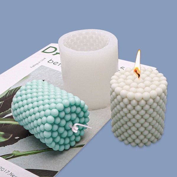Ljusform DIY Stearinlys Cylinder med Kugler 7cm hvid white