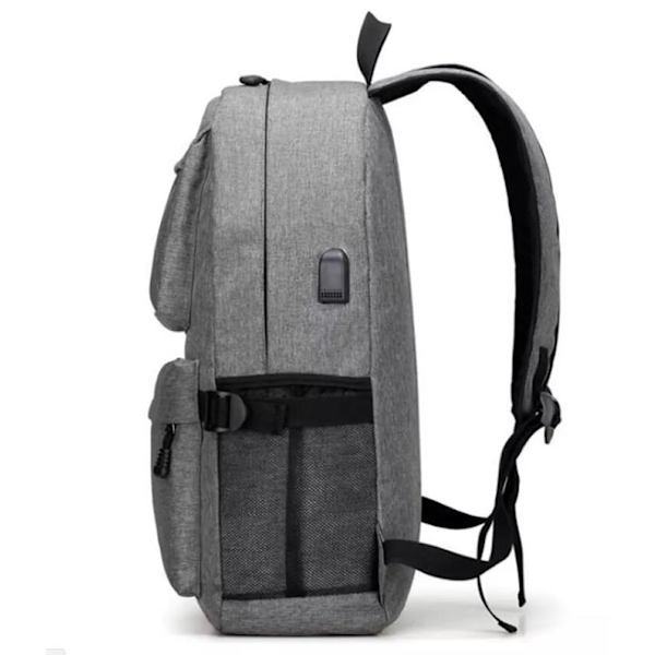 Kestävä suuri reppu USB-portilla - Harmaa gray