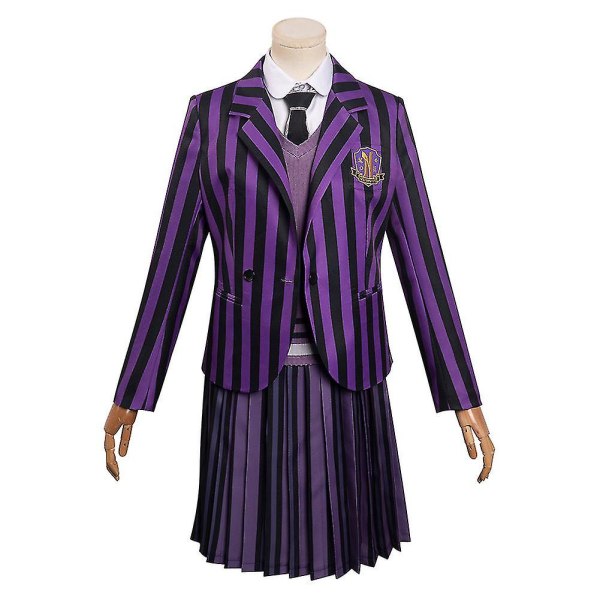Voksne Børn Piger Onsdag Addams Enid Uniform Cosplay Kostume Lilla Kjole Til Kvinder Piger Halloween Karneval Festkjole S