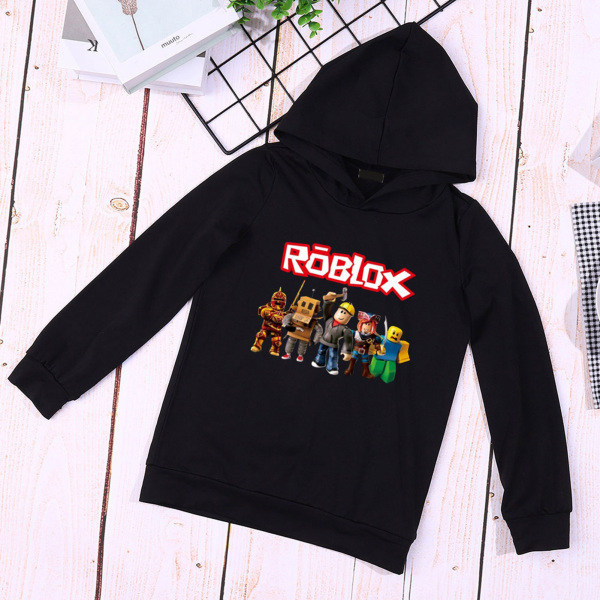 Roblox Hoodie för barn Ytterkläder Pullover Sweatshirt svart black V . black 120 cm