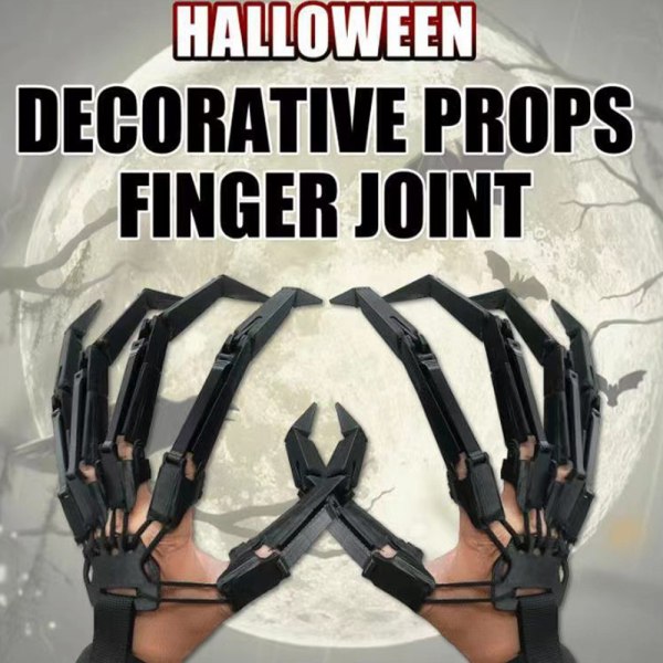 Skrekk Halloween Fingers Cosplay Ghost Hand Finger Skeleton Prop Black left hand