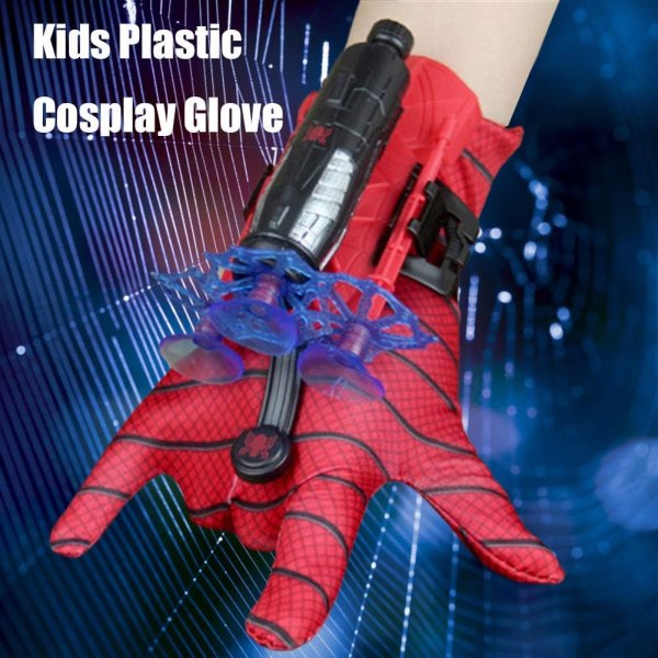Spiderman kasthandskar, Cosplay handskar i plast för barn W