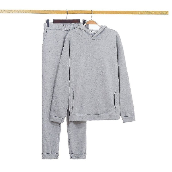 Dame fleece treningsdress sett med hettegenser og bukse - Casual sportsdress V Light Gray L