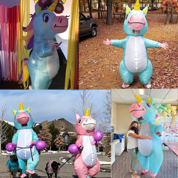 Oppustelig Unicorn kostume til voksne, Halloween V Blue