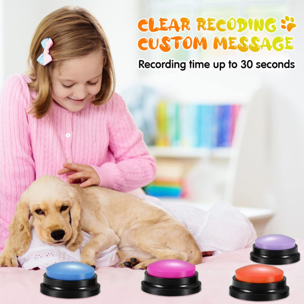 Röstinspelning Knappar Husdjurs Interaktiv Leksak Kommunikation Träning Ljudsignal Svara Summer för Husdjur, Hundar, Bebis 1pc (Random Color)