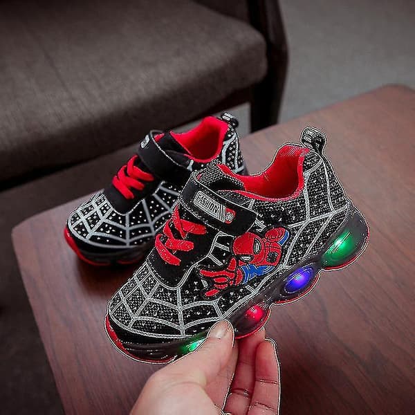 Spiderman Sportssko Til Børn Led Lysende Sneakers Sort black 26