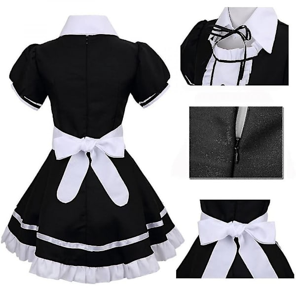 2021 Lolita Maid Kostymer Fransk Maid Klänning Flickor Kvinna Amine Cosplay Kostym Servitris Maid Party Scen Pink XL