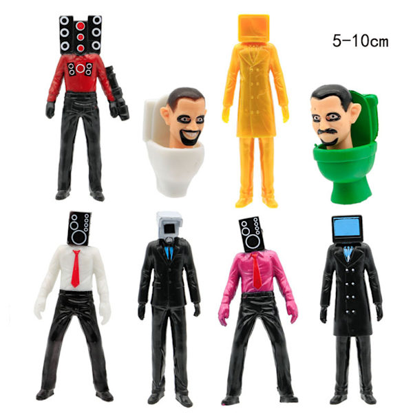 8PS Skibidi Toilet Actionfigurer Spel Toiletman Speakerman - C