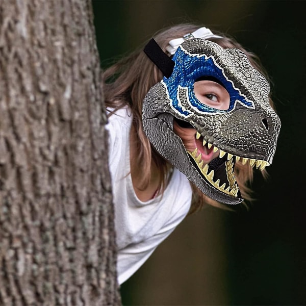 Blå dinosaurmaske Jurassic World Raptor Dinosaur tilbehør Dino Cosplay rekvisitter Festival Karneval Gaver W