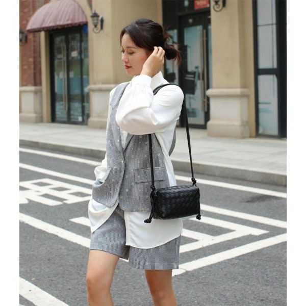 Crossbody-taske til kvinder PU-flettet SILVER Silver