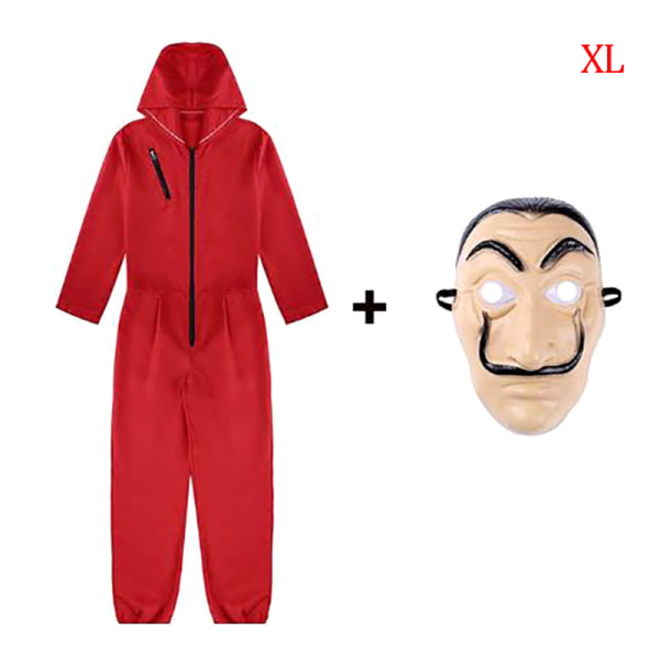 Halloween Cosplay Kostym Bodysuit Jumpsuit Outfit med mask W XL