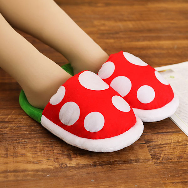 HHL Piranha Plant Plysch Hem Kläder Tofflor Cannibal Flower Modeling Cosplay Skor/prickiga mönster V