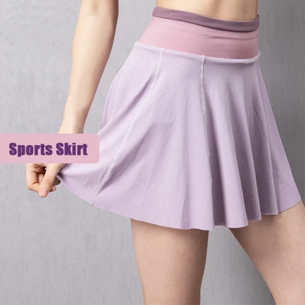 Cloud Hide Dam Tennisshorts Löpning Golf Badminton Byxkjol Sport Gym Fitness Shorts Telefonficka Hög midja Sport Skort PinkPurple XS