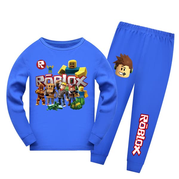 Roblox Game LÃ¥ngÃ¤rmad Pyjamas Set Barn Pjs NattklÃ¤der Fans Present MÃ¶rkblÃ¥ Dark Blue Dark Blue 160 cm