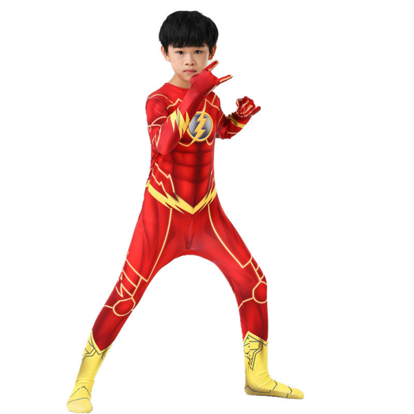 Superhjälte The Flash Cosplay-dräkt för barn Halloween W size-140