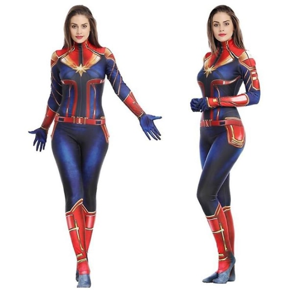 Captain Marvel Cosplay Tight Jumpsuit Marvel Hero L