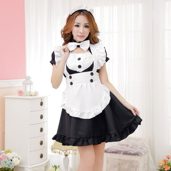 Maid Dress Cosplay Set Plus Size Sexet Anime Lolita Maid Dress Kostume til Halloween Karneval Fancy Dress V L