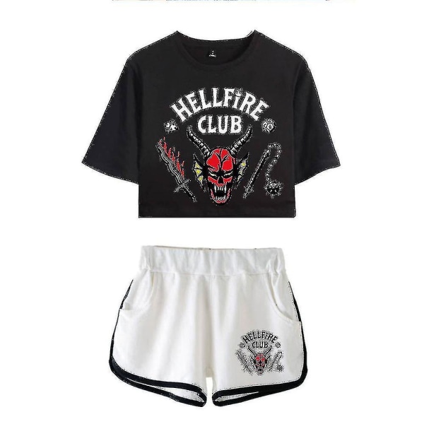 Stranger Things Season4 Hellfire Club Crop Shorts Z W Color 1 XS