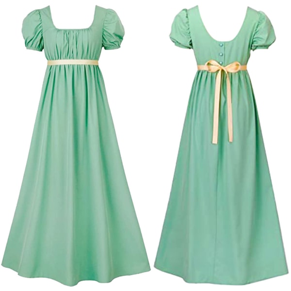 Bridgetown cos retro regentklänning hög midja balklänning viktoriansk teklänning light green S