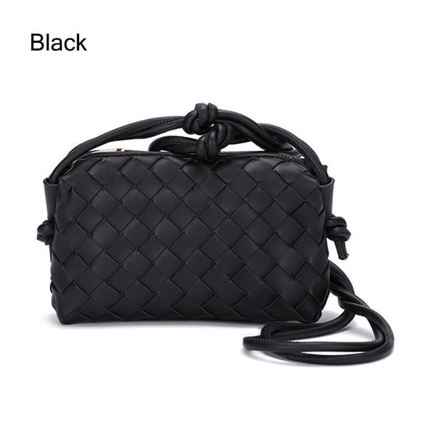 Crossbody-vÃ¤ska fÃ¶r kvinnor PU-flÃ¤tad SVART Black