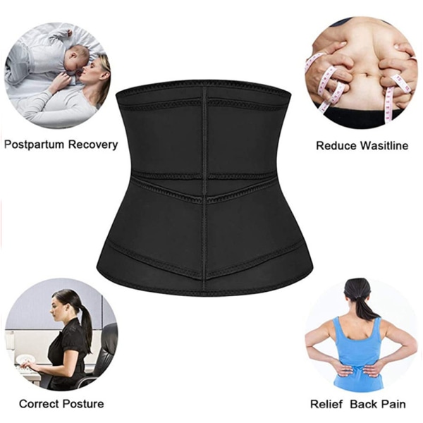 Kvinnor Waist trainer Korsett Svettbälte Trimmer Träning Fitness - black XL