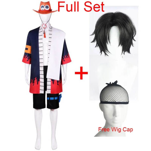 One Piece Portgas D Ace Cosplay Kostym Vuxen Anime Kimono Set W Full Set L