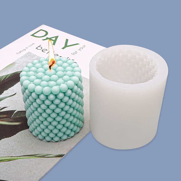 Ljusform DIY Stearinlys Cylinder med Kuler 7cm hvit white