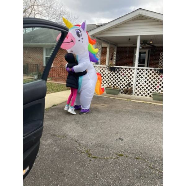 Uppblåsbar Unicorn kostym för vuxna, Halloween V White