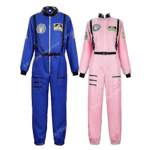 Astronaut kostym rymddräkt för vuxna Cosplay kostymer Dragkedja Halloween kostym par flyg jumpsuit Plus storlek Uniform White For Men M