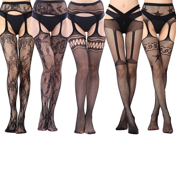 5-pack nätstrumpor med hög midja Tights lår hög combination 3